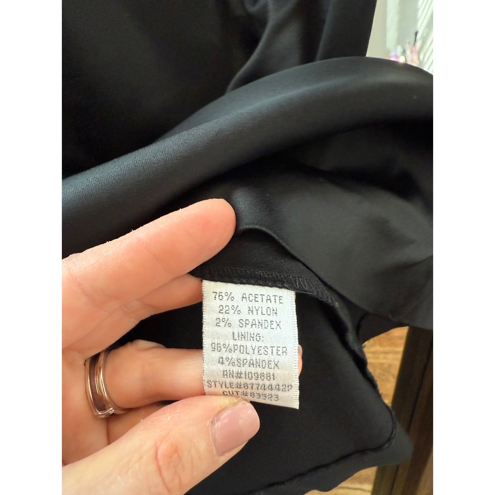 Vintage Donna Ricco Black V-Neck Ruched Sheath Dress Size 8P Little Black Dress - Picture 7 of 8